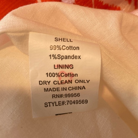 Shoshanna square neck orange and white patterned mini dress. Size 8 - Picture 7 of 7